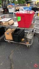 Metal Cart W/Casters & Contents