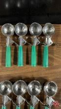 Stainless Steel Portion Scoops W/ Rubber Handles