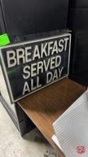 "Breakfast Served All Day" Lighted Sign