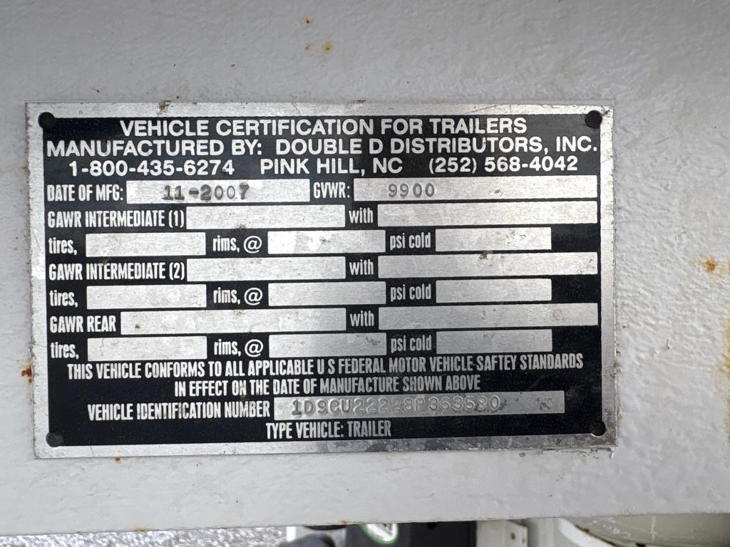2007 DOUBLE D TANDEM AXLE GOOSENECK TRAILER