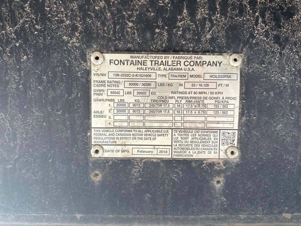 2019 FONTAINE HCILD22RSA TANDEM AXLE ALUMINUM STEP