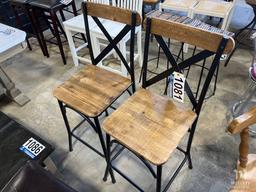 2 Metal and Wood Stools