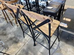 2 Metal and Wood Stools