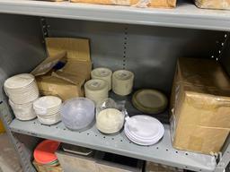 4 Shelves of Assorted Dishes, glass mugs, and Other Kitchen Items