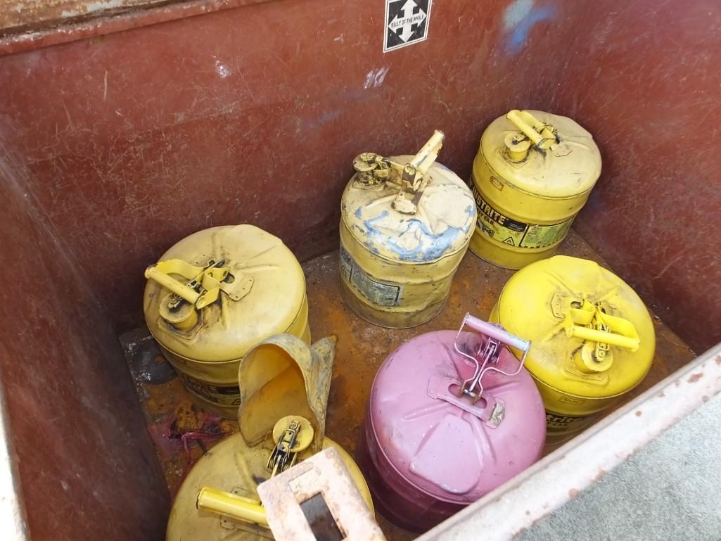 Lot: Jobox Storage box and (6) Safety Cans