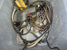 (3) Plastic Bins with: (2) Vintage Drills, Air Hose, Fasteners