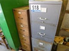 (2) File Cabinets: Wood and Steel