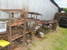 Wall Lot: Metal Racks with Scrap and Misc. Items