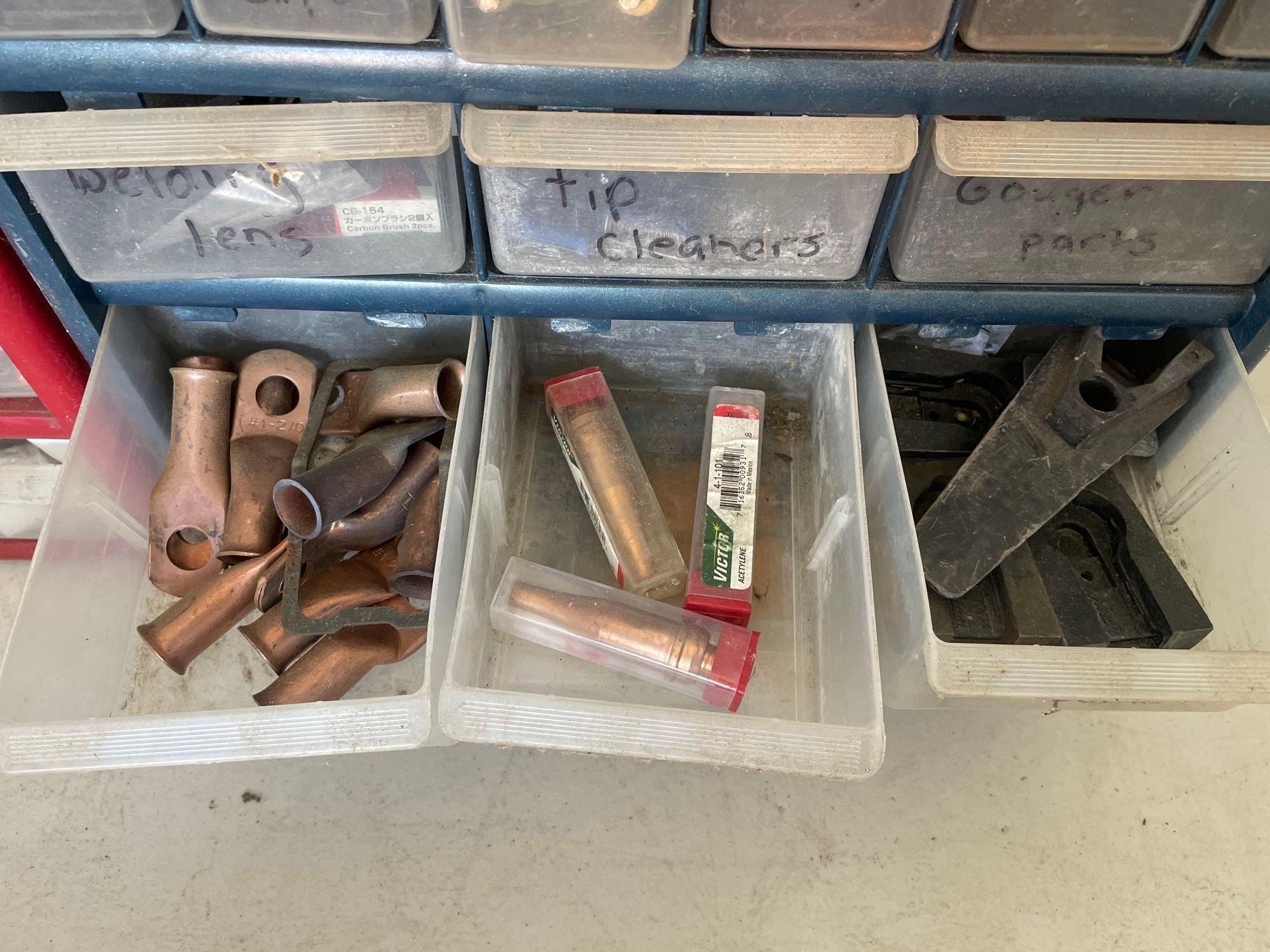 3 Bins with Welding and Cutting Supplies