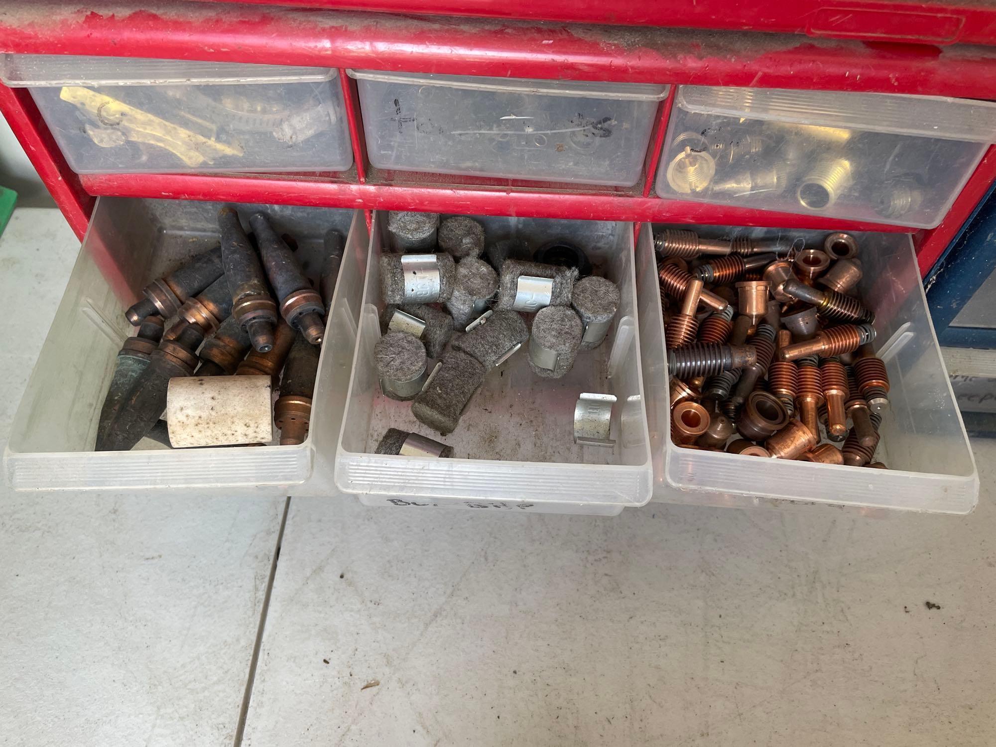 3 Bins with Welding and Cutting Supplies