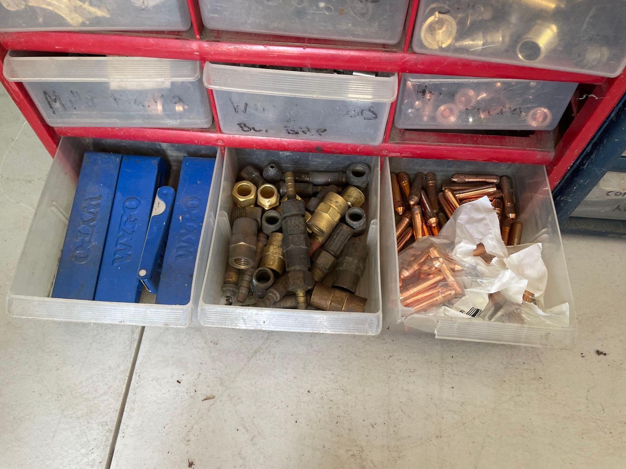 3 Bins with Welding and Cutting Supplies