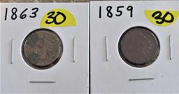 1859, 1863 Indian Cents