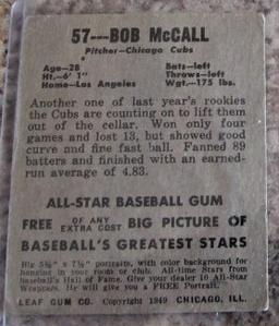 1949 Bob McCall Leaf Gum co #57