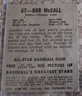 1949 Bob McCall Leaf Gum co #57