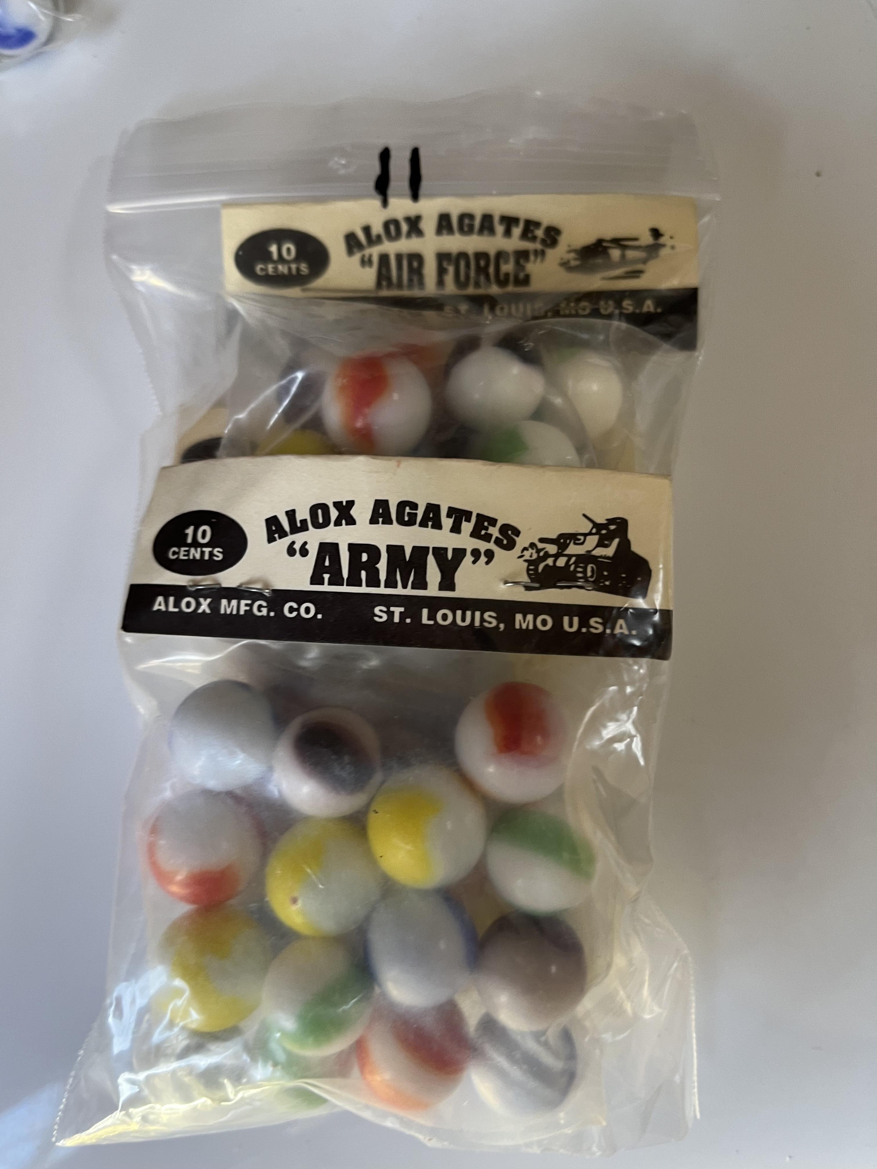 Vintage ALOX Marbles - Army, Navy, Airforce - Agates