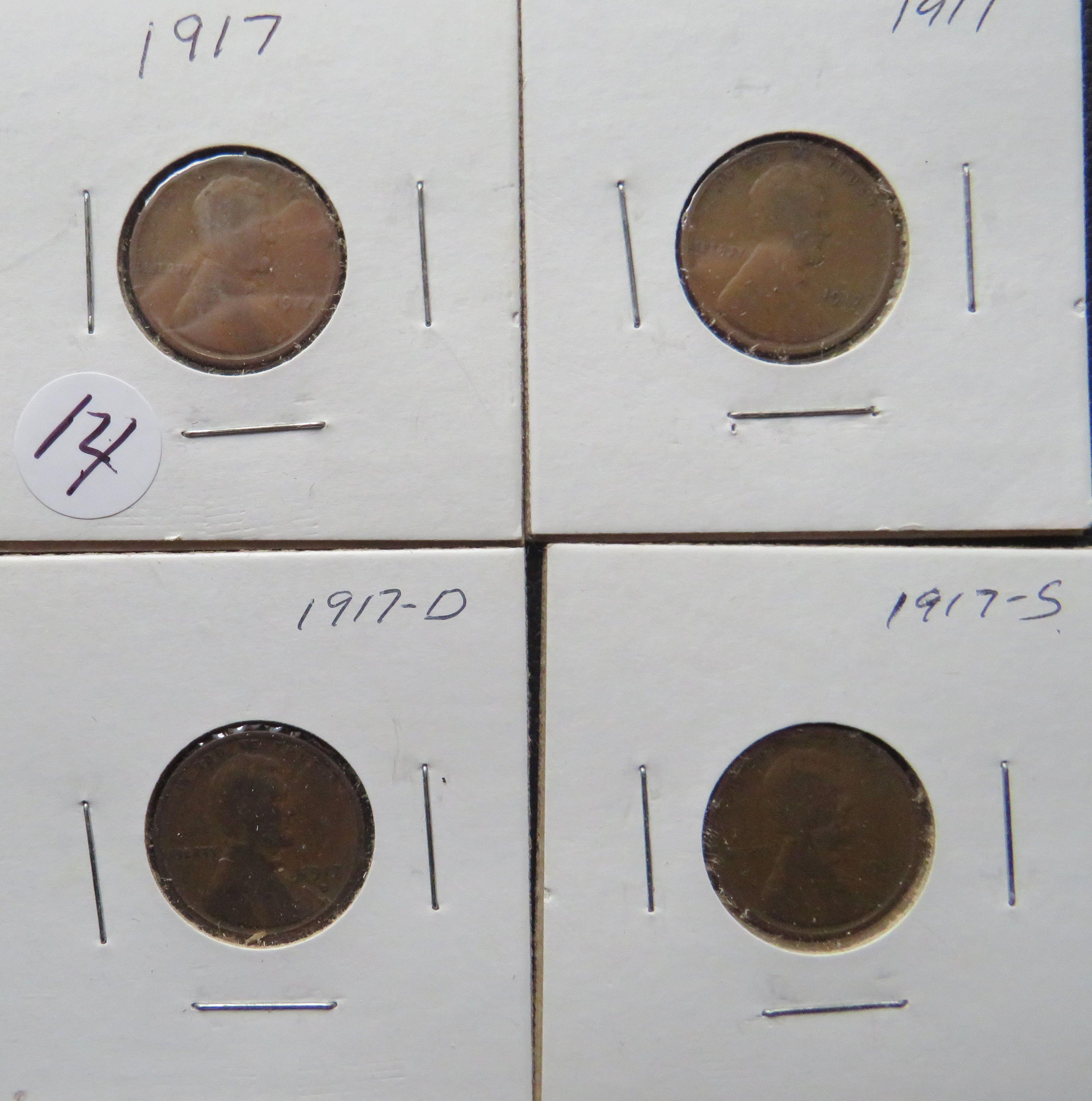 (2) 1917, 1917-D, 1917-S- Lincoln Head Pennies