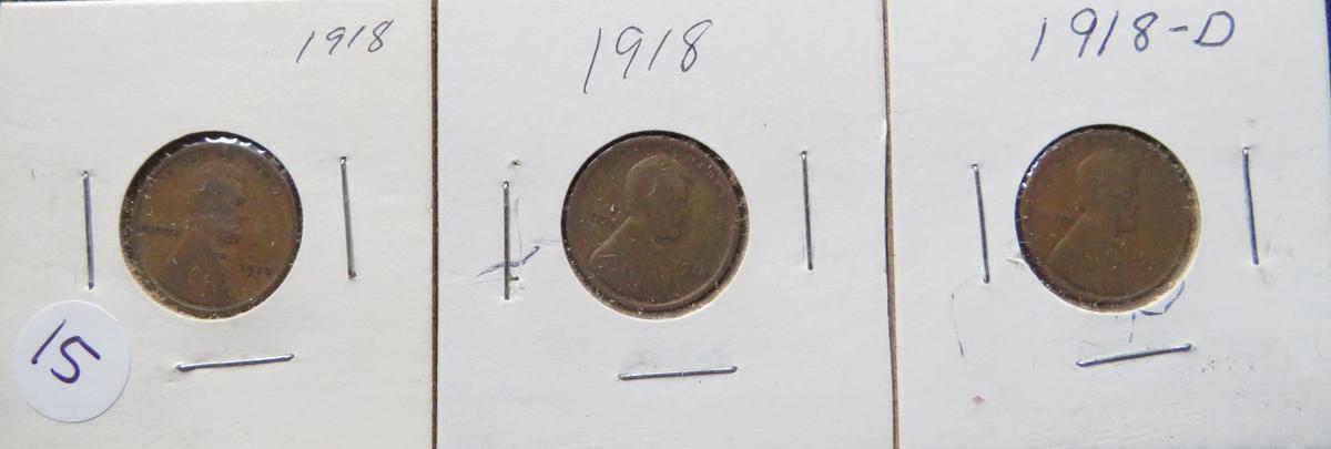 (2) 1918, 1918-D Lincoln Head Pennies