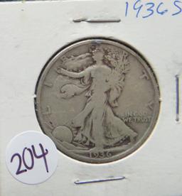 1936-S Walking Liberty Silver Half Dollar