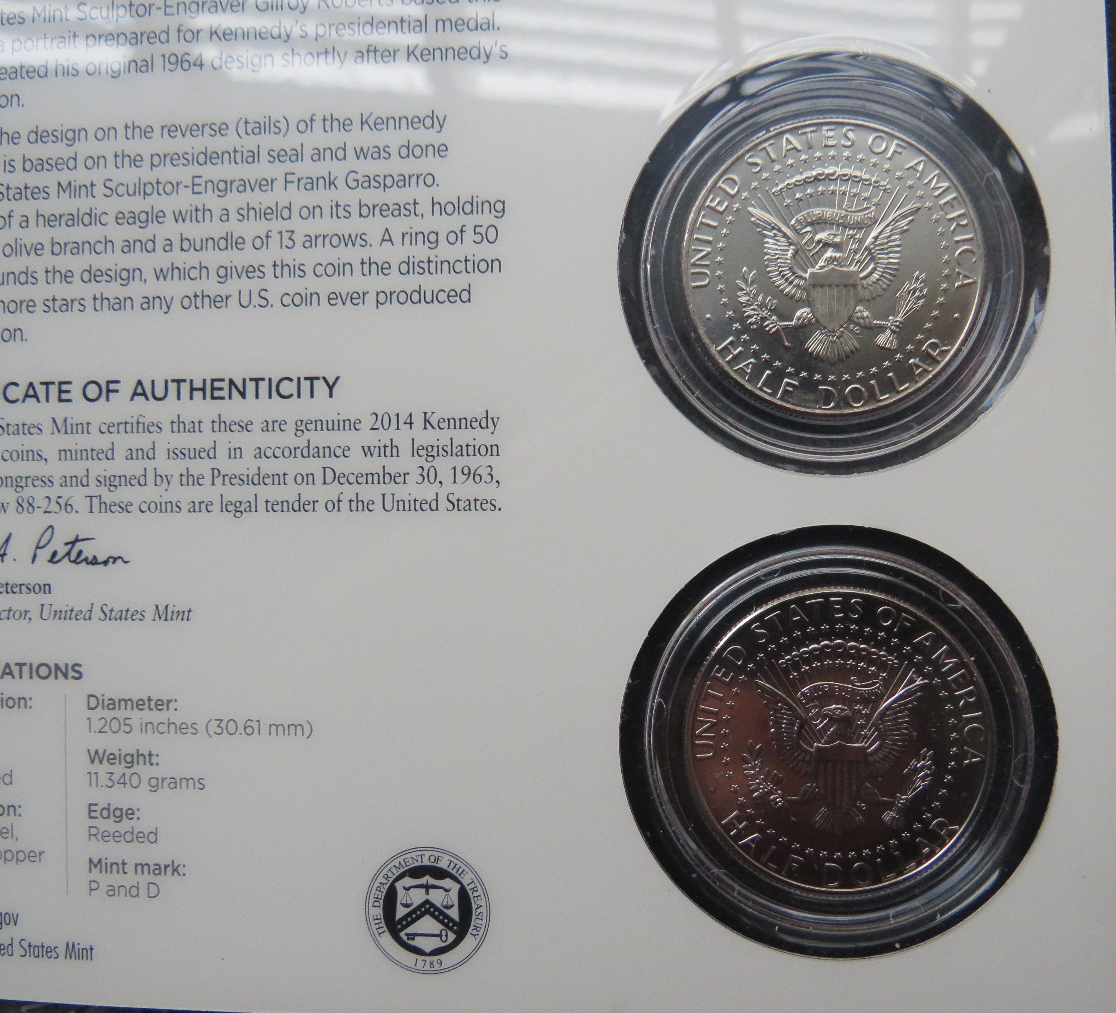 2014- 50th Anniversary Kennedy Half- Dollar Uncirculated Coin Set