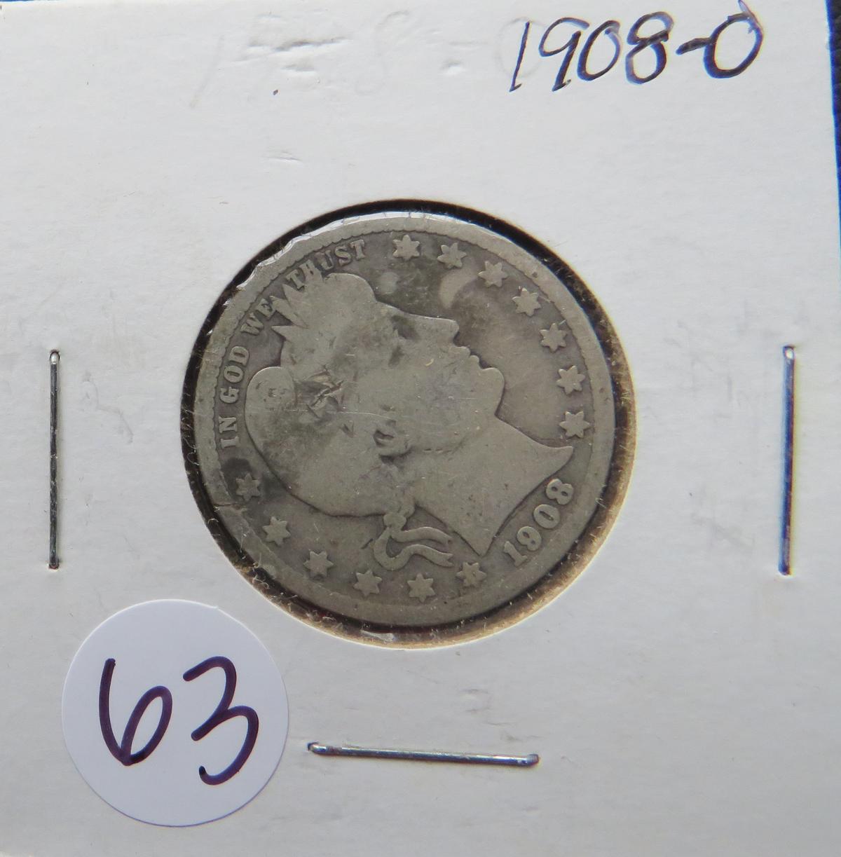 1908-O Barber Quarter