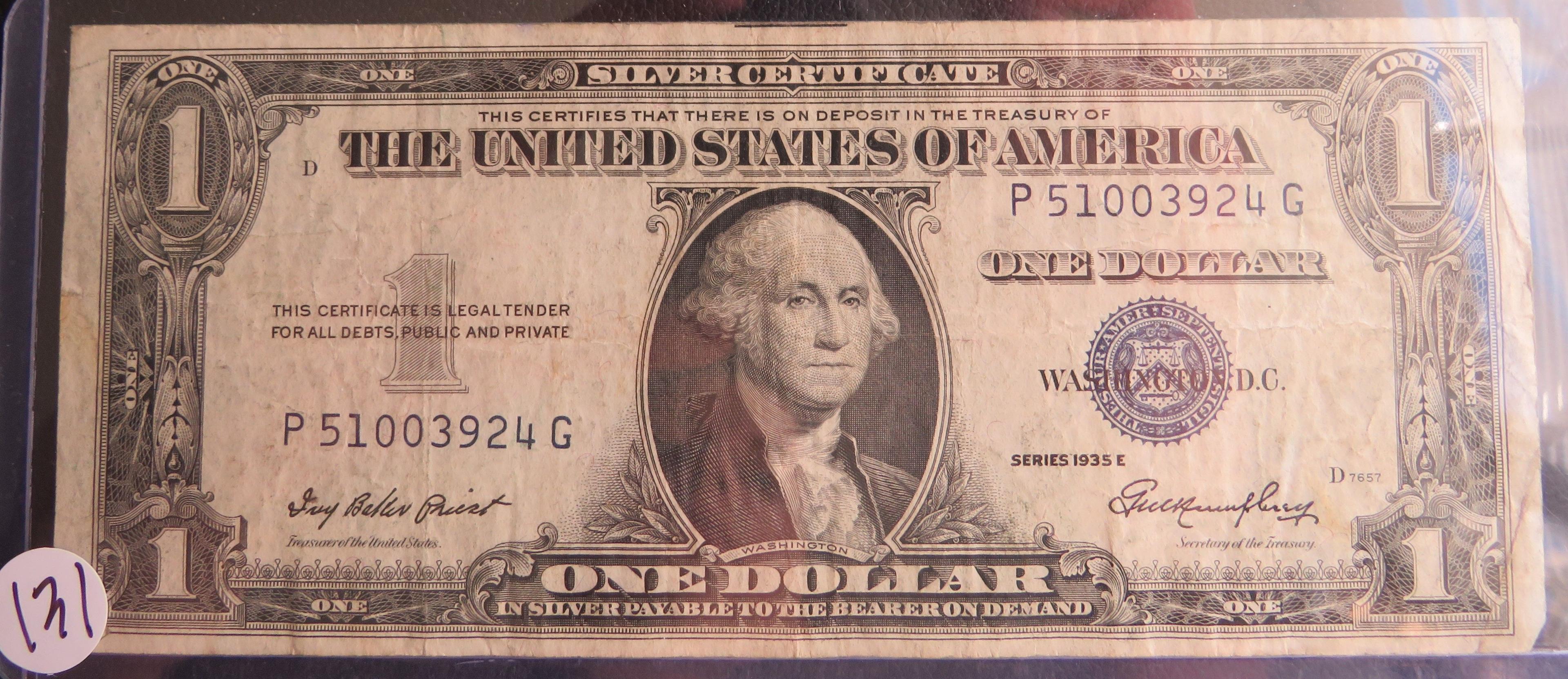 1935-E $1 Silver Certificate Blue Seal