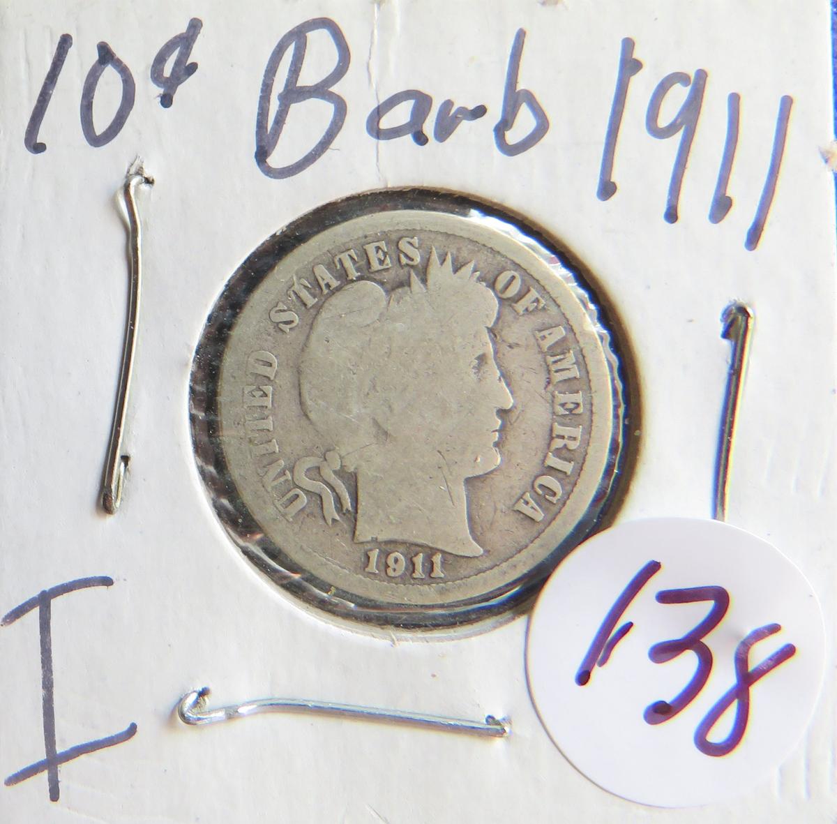 1911- Barber Dime