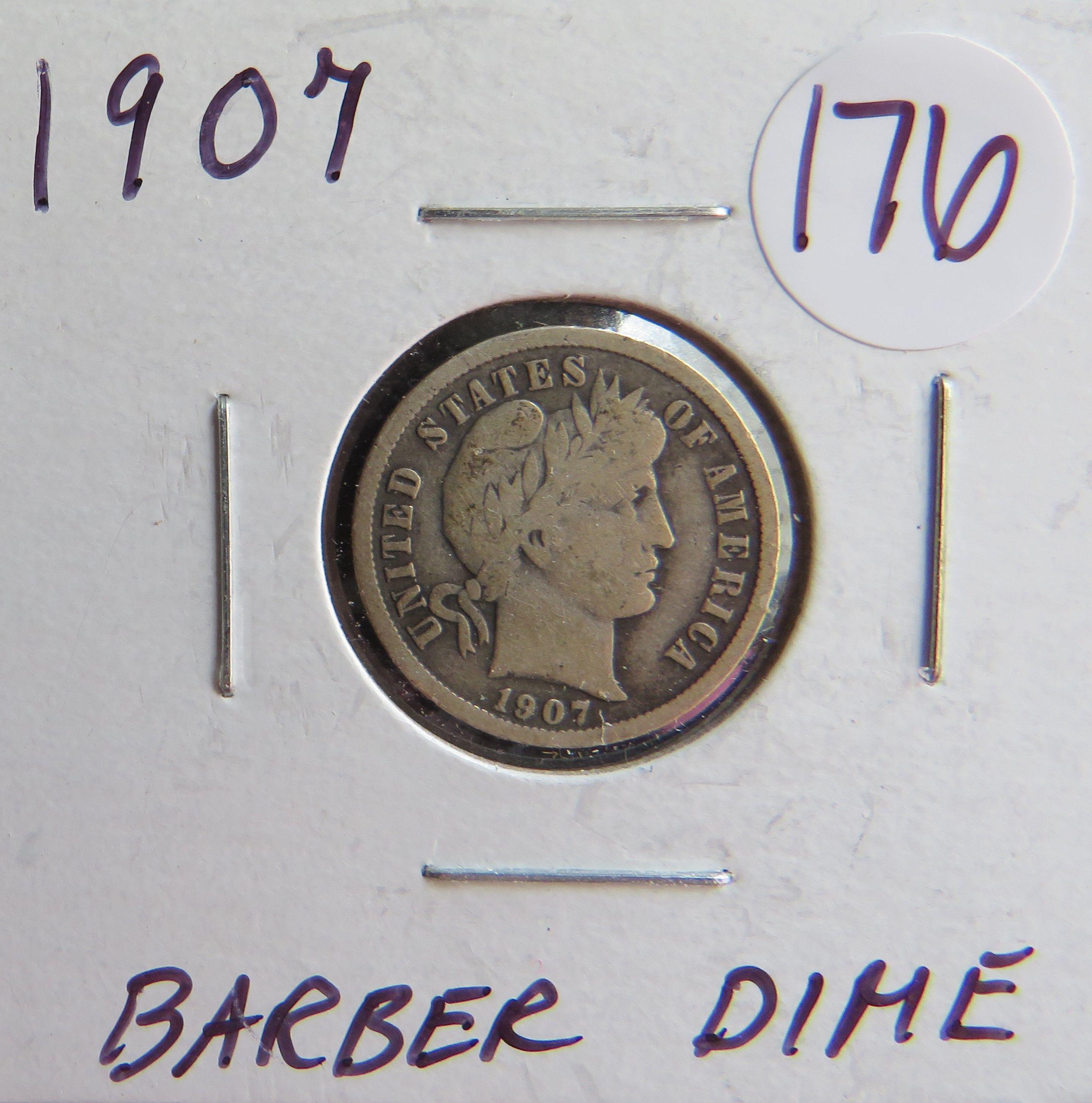 1907- Barber Dime