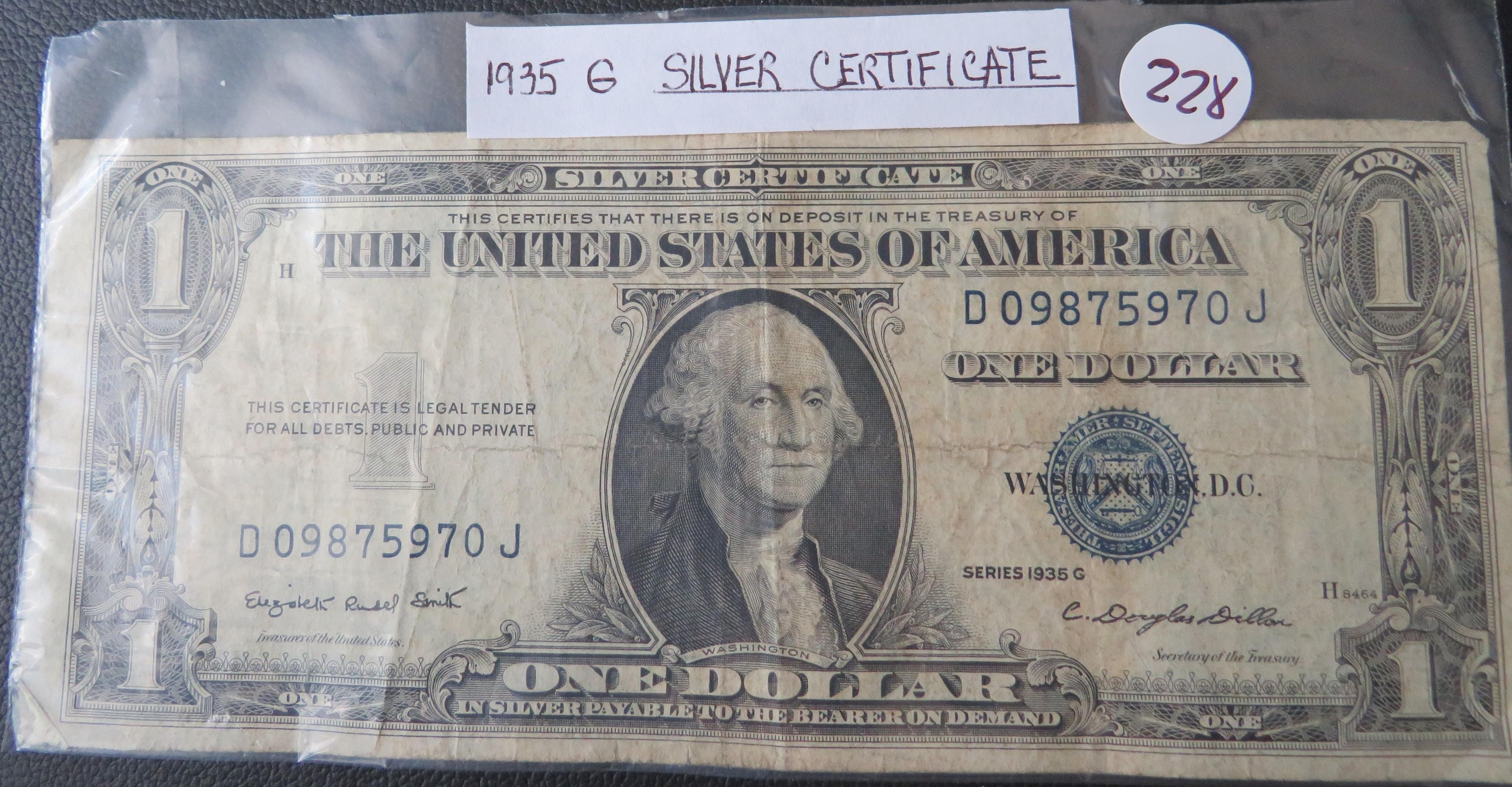 1935-G 1$ Silver Certificate