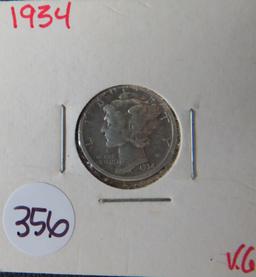 1934- Mercury Dime