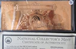 2002- Large $2 Gold Certificate