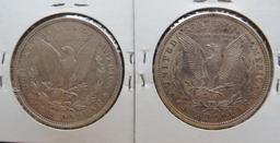 (2) 1921-D Silver Morgan Dollar