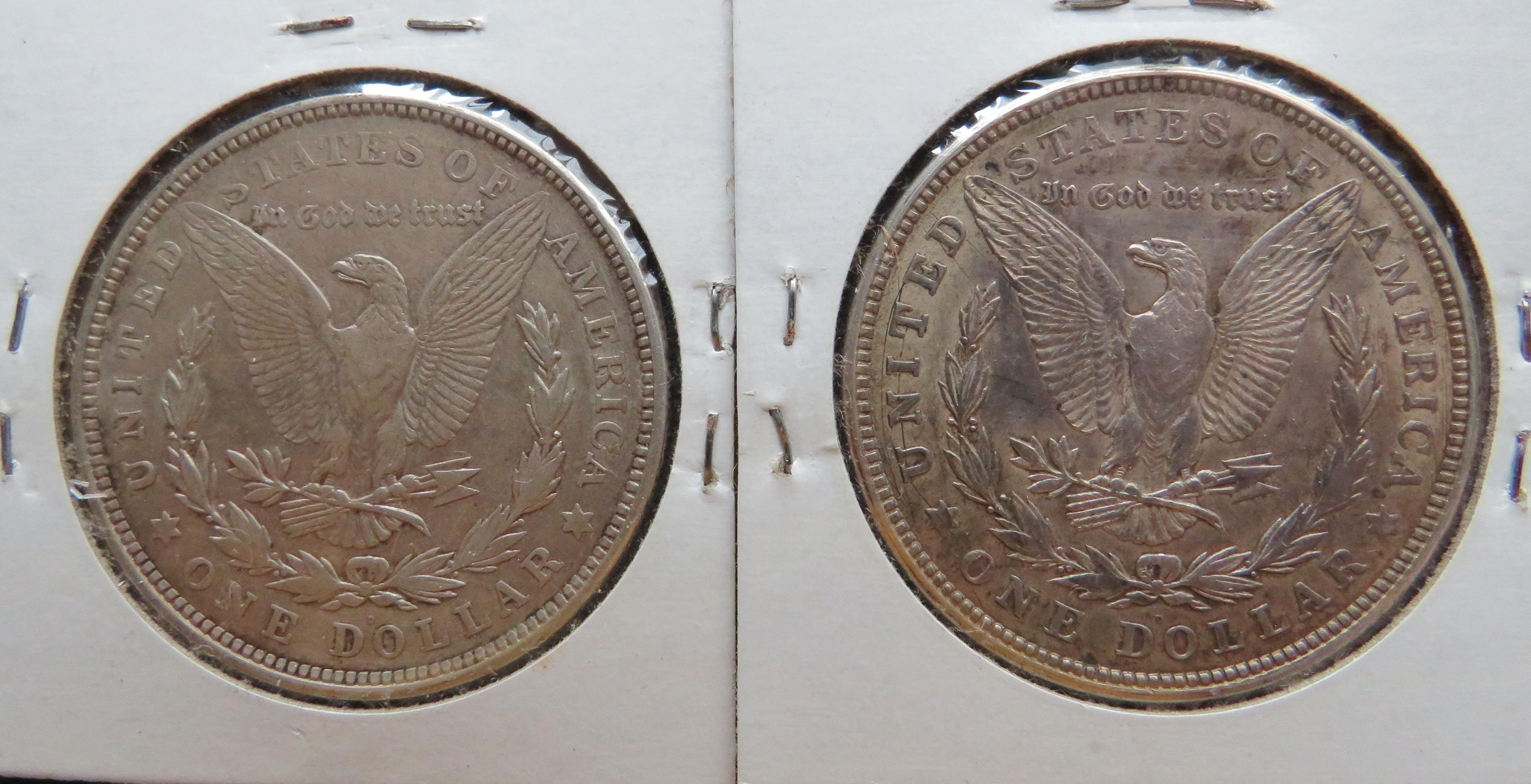 (2) 1921-D Silver Morgan Dollar