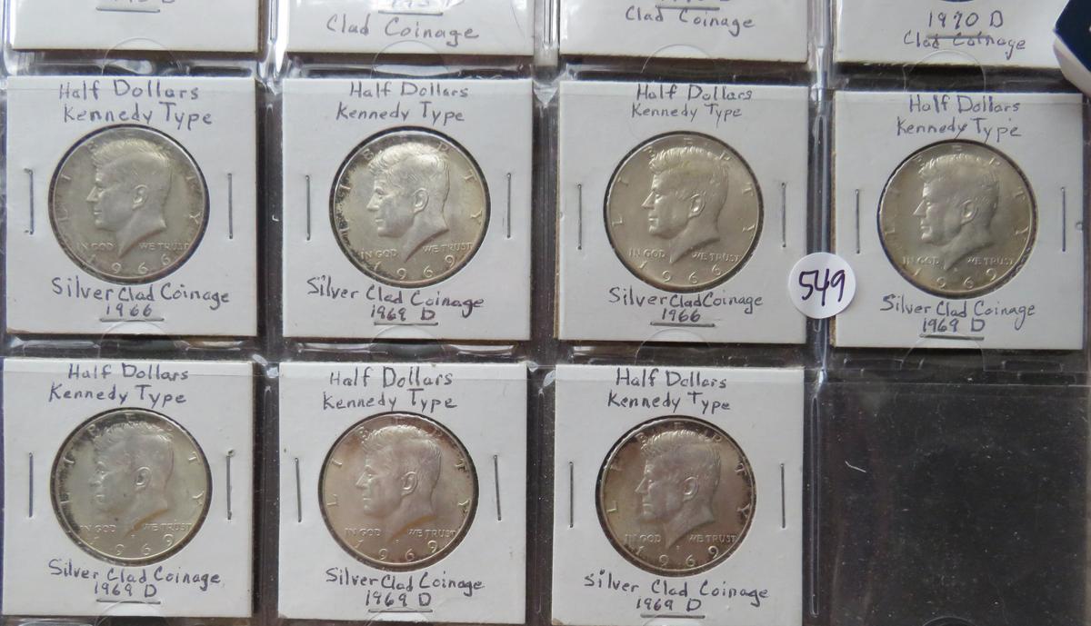 (7) 1966-1969 Kennedy Half Dollars
