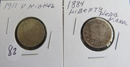1911 & 1884 Liberty Head Nickel