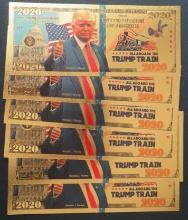 (6) 2020 Gold Trump Train Gold Certificates