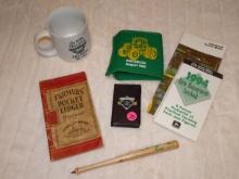 JD 1924 Pocket Ledger Compliments of JD Company, Mug, Koozie, Calculator, Bat Pen