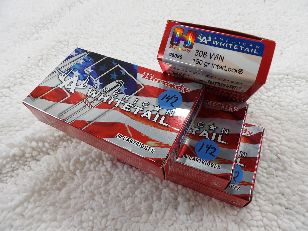 80 Rds 4 Boxes Hornady 308 150 gr Interlock