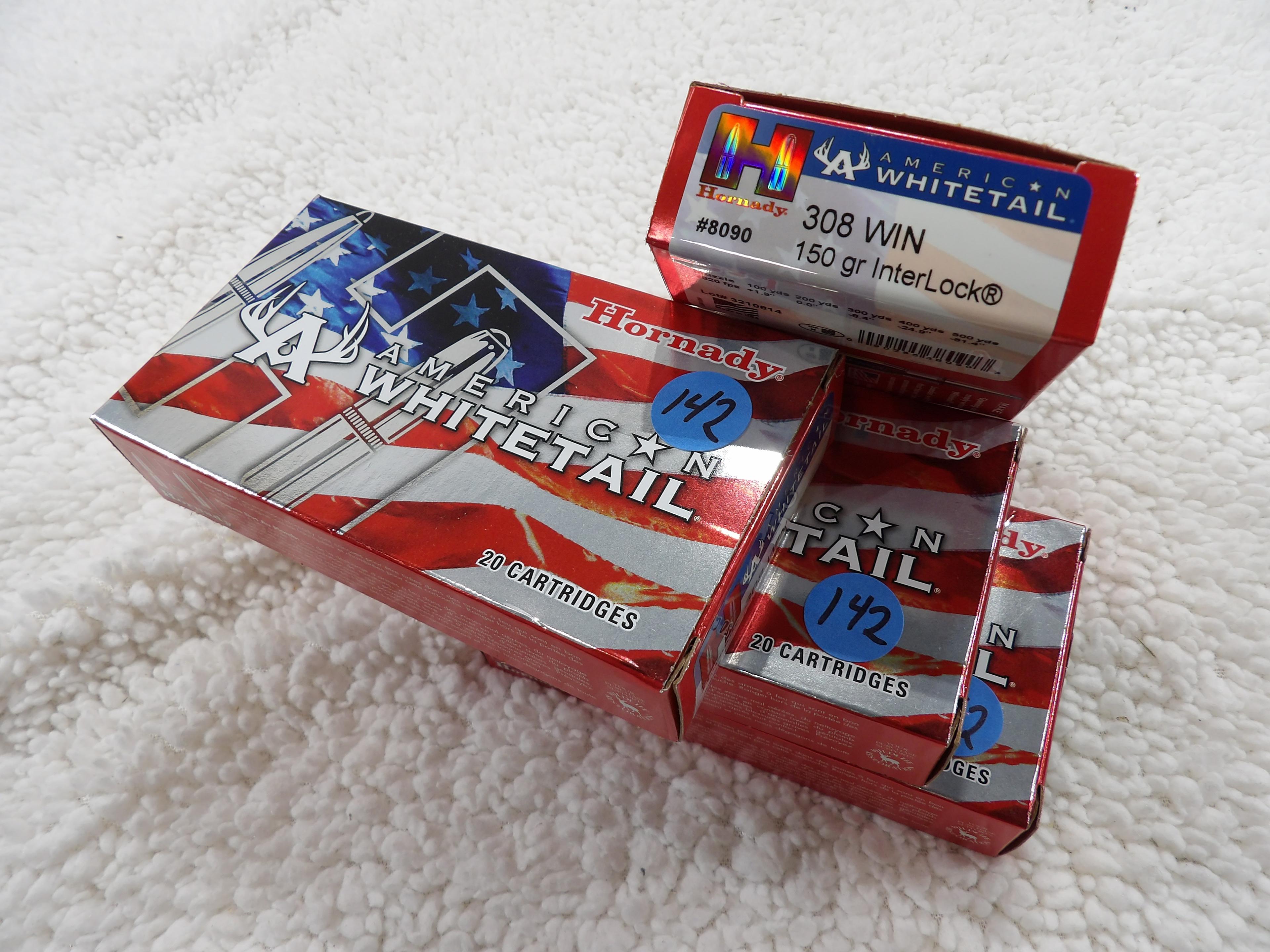 80 Rds 4 Boxes Hornady 308 150 gr Interlock