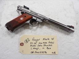 Ruger Mark IV 22 LR Semi-Auto Pistol Hunter Satin Stainless w/Futed 6 7/8" Barrel 2 Mags, NIB