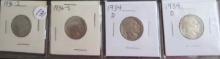 (2) 1936-S, (2) 1934- Buffalo Nickels