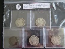 1900, 1903, 1909, 1914-D, 1916- Barber Quarters