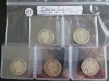 1893, 1899, 1901, 1907,1908-O Barber Quarters