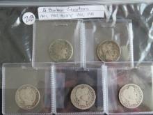 1901, 1903, 1908-O, 1912, 1915- Barber Quarter s