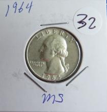 1964- Washington Quarter