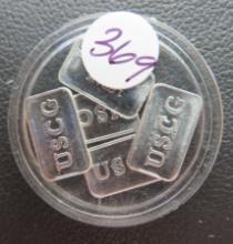 (5) USCG- 1 Gram .999 Pure Silver Mini Ingots