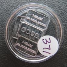 (5) USCG- 1 Gram .999 Pure Silver Mini Ingots