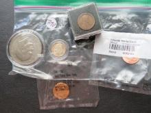 2010-D Lincoln Head Cent, 1958- Gold Plated Wheat Penny,  Lincoln Penny, Eisenhower Dollar, Roosevel