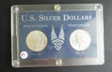 (US Silver Dollars) 1921- Morgan Dollar & 1923- Peace Dollar