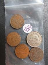 Canadian 1931, 1932, 1935 One Cent, 1938- Nickel