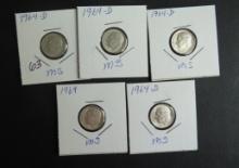 (1) 1964, (5) 1964-D Roosevelt Dimes
